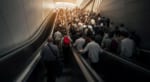 Outdoor,Photo,Of,Many,Many,People,On,Escalator
