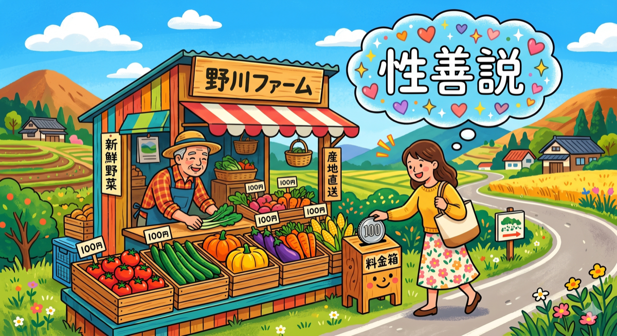 日本の路傍に立つ無人販売所と、性善説を体現する地域住民