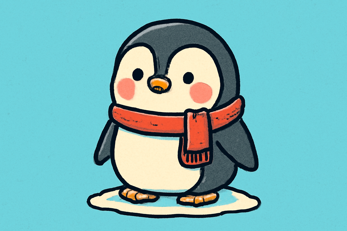 小売店の棚に並ぶペンギンキャラクターのイメージ。フィジカルからデジタルへの動線を象徴する