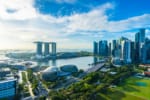 Beautiful architecture building exterior cityscape in Singapore city skyline